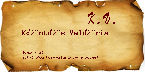 Köntös Valéria névjegykártya